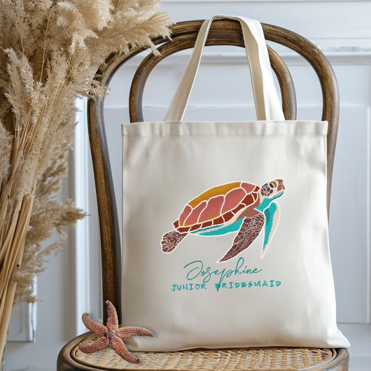 Zee Turtle Bloemenmeisje Beach Wedding Tote Bag