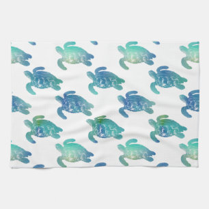 Zee Turtle Blue Green Kitchen Towel Theedoek