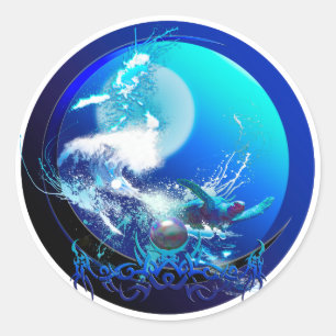 ZEE TURTLE BLUE MOON RACE RONDE STICKER