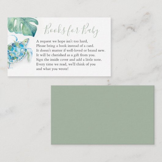 Zee Turtle Book for Baby Invitation Enclosure Card Informatiekaartje (Voorkant / Achterkant)