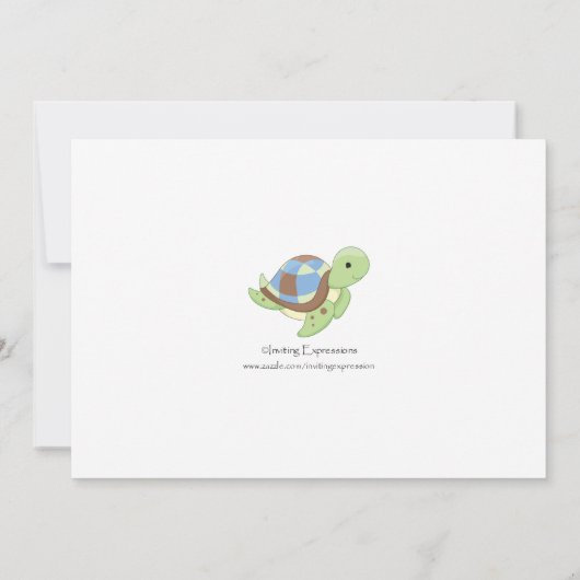Zee Turtle Boy Baby Shower Invitations Kaart (Achterkant)