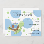 Zee Turtle Boy Baby Shower Invitations Kaart (Voorkant / Achterkant)