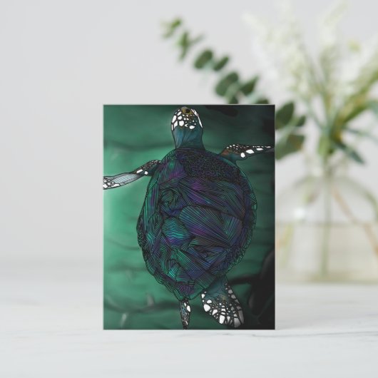 Zee Turtle Briefkaart (Staand voorkant)