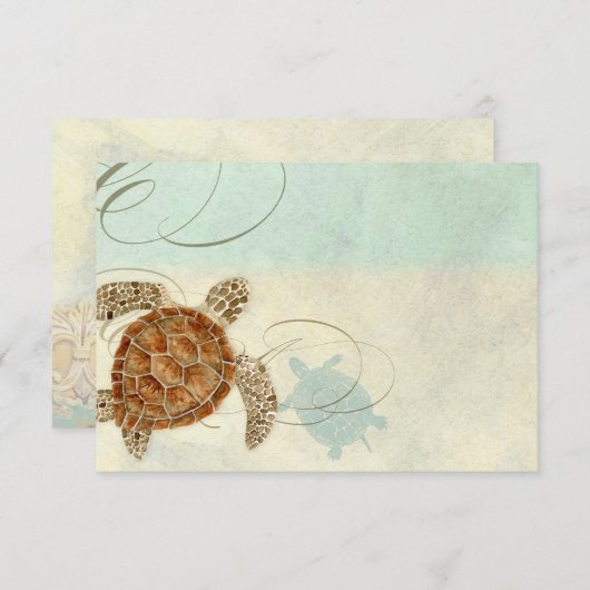 Zee Turtle Coastal Beach Waterverf Coastal Ocean Bedankkaart (Voorkant / Achterkant)