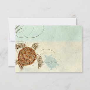 Zee Turtle Coastal Beach Waterverf Coastal Ocean Bedankkaart