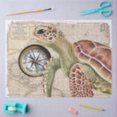 Zee Turtle Compass Map Nautical Art Tissuepapier (Craft)