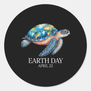 Zee Turtle Earth Day 2025 - Red de aarde Ronde Sticker