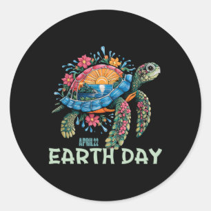 Zee Turtle Earth Day - Red de aarde 1 Ronde Sticker