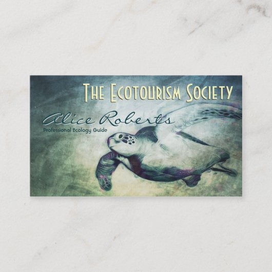 Zee Turtle / Ecology Guides Business Card Template Visitekaartje (Voorkant)