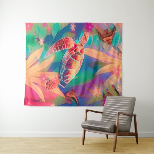 Zee Turtle Fantasy Scene Large Wandkleed (In Situ (horizontaal))