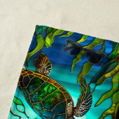 Zee Turtle Faux Glas in lood Strandlaken (In situ)