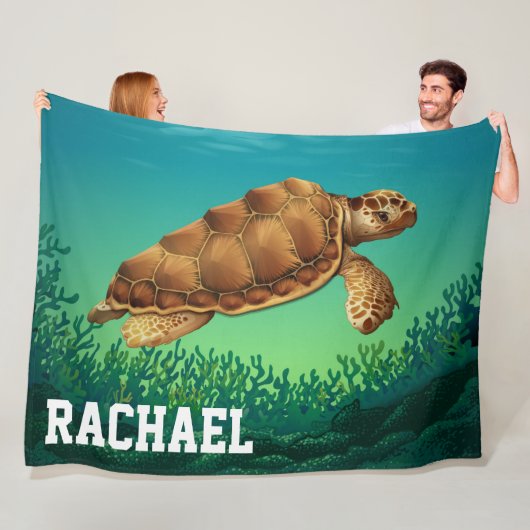 Zee Turtle Fleece Blanket (In situ)