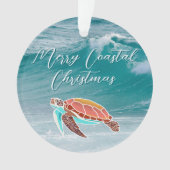 Zee Turtle Geïllustreerde aangepaste tekst Ornament (voorkant)