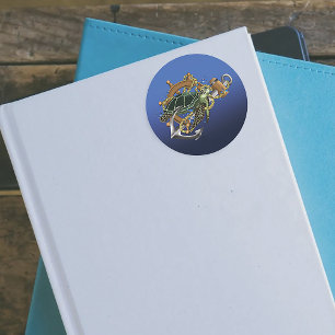 Zee Turtle Green Blue Ronde Sticker