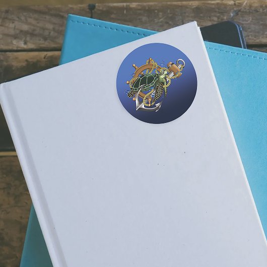 Zee Turtle Green Blue Ronde Sticker