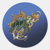 Zee Turtle Green Blue Ronde Sticker (Voorkant)