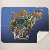 Zee Turtle Green Blue Sherpa Deken (Voorkant (horizontaal))