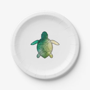 Zee Turtle groene waterverf Papieren Bordje