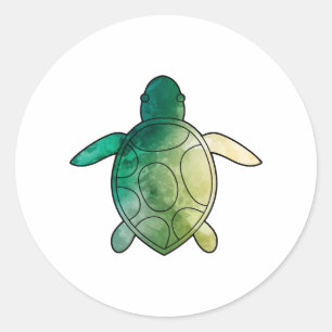 Zee Turtle groene waterverf Ronde Sticker