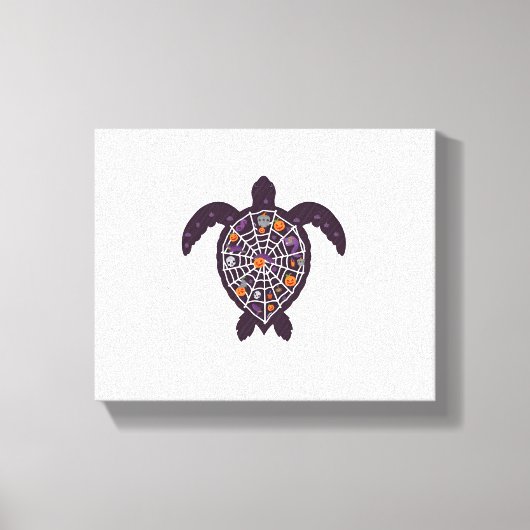 Zee Turtle Halloween Spider-Web Pumpkin Ghost Hall Canvas Afdruk (Voorkant)