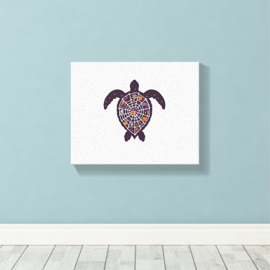 Zee Turtle Halloween Spider-Web Pumpkin Ghost Hall Canvas Afdruk (Insitu (Houten vloer))