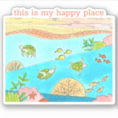 Zee Turtle Happy Place Sticker (Voorkant)