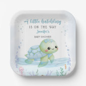 Zee Turtle Hatchling Boy Baby shower Papier Papieren Bordje (Voorkant)
