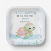Zee Turtle Hatchling Boy Baby shower Papier Papieren Bordje (Voorkant)