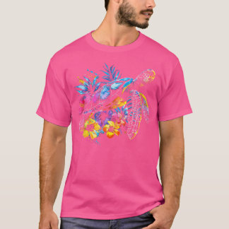 Zee Turtle Hawaiian Flowers Hawaii Scuba Diving Di T-shirt