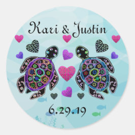 Zee Turtle Hearts Aangepaste Stickers