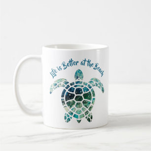 Zee Turtle - Het leven is beter op het strand Koffiemok