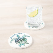 Zee Turtle - Het leven is beter op het strand Zandsteen Onderzetter (Zijkant)