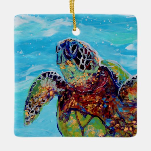 Zee Turtle Honu 10 Keramisch Ornament (Voorkant)