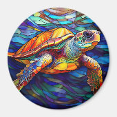 Zee Turtle Honu Glas in lood Art Magneet (Voorkant)