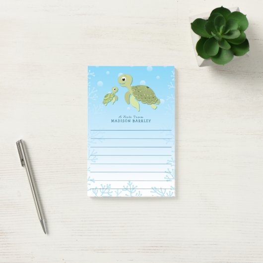 Zee Turtle Kind Cute Ocean Animal Post-it® Notes (Kantoor)