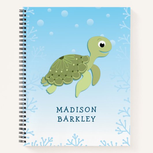 Zee Turtle Kind Cute Ocean Animals Notitieboek (Voorkant)