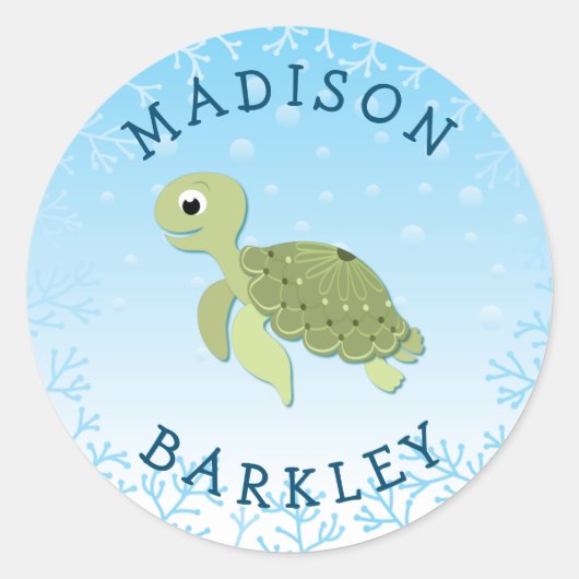 Zee Turtle Kind Cute Ocean Envelope Seal Sticker (Voorkant)