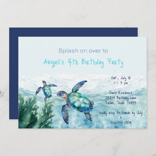 Zee Turtle Kind's verjaardagsfeestje II Kaart