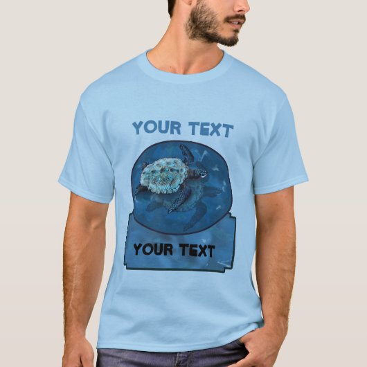 Zee Turtle Loggerhead Blue T-shirt sjabloon (Voorkant)