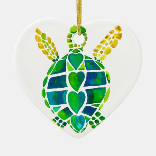 Zee Turtle Love Collectie Keramisch Ornament (Voorkant)