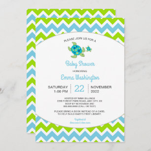 Zee Turtle Mama + Baby   Uitnodiging baby shower
