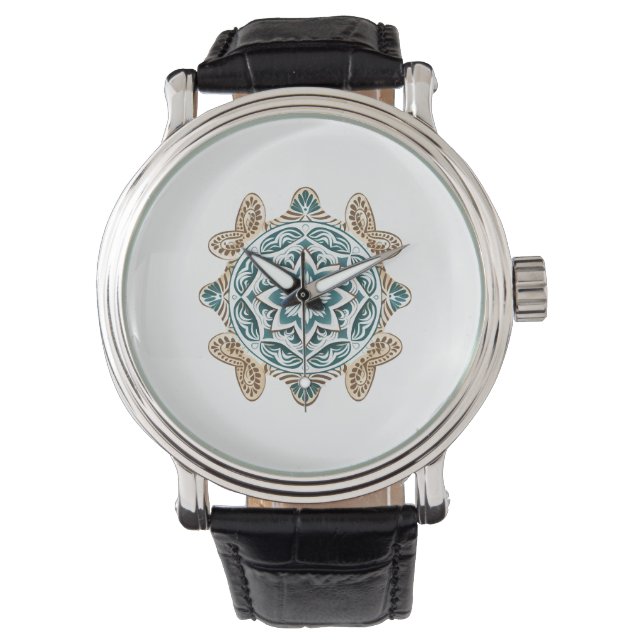 Zee Turtle Mandala Art Horloge (Voorkant)