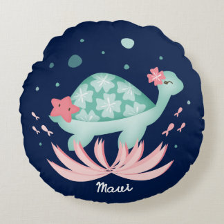 "Zee Turtle Maui" Pillow Rond Kussen