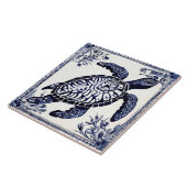 Zee Turtle Navy Blue en White Ocean Beach House Tegeltje (Zijkant)
