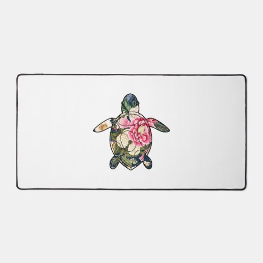 Zee Turtle navy floral Bureaumat (Voorkant)