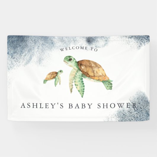 Zee Turtle | Ocean Baby shower Welcome Banner (Horizontaal)