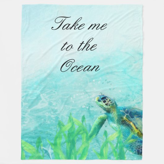 Zee Turtle Ocean Beach Art Elegant Tropical Chic Fleece Deken (Voorkant)