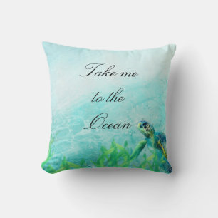 Zee Turtle Ocean Beach Art Elegant Tropical Chic Kussen