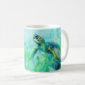Zee Turtle Ocean Beach Art Elegant Tropical Custom Koffiemok (Voorkant rechts)
