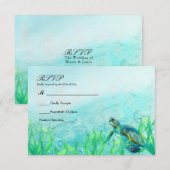 Zee Turtle Ocean Beach Art Elegant Wedding RSVP (Voorkant / Achterkant)